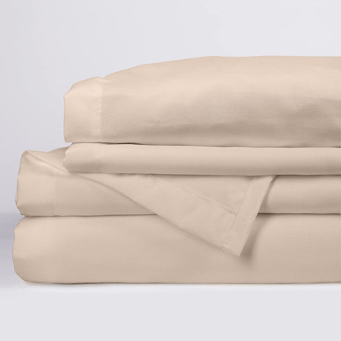 GREEN LIFESTYLE Smooth and Silky Feel Microfiber King Bed Sheet Set 1800 Thread Count Super Soft, Breathable, Wrinkle and Stain Resistant Fabric 4 Piece Beige