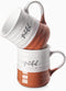 DOWAN 18 oz Large Coffee Mugs, Ceramic Mug Set with Word Grateful, Big Tea Cup for Office & Home Christmas, Dishwasher Microwave Safe, Thank You Gift, 2 Pcs, Caramel Color