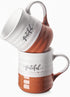 DOWAN 18 oz Large Coffee Mugs, Ceramic Mug Set with Word Grateful, Big Tea Cup for Office & Home Christmas, Dishwasher Microwave Safe, Thank You Gift, 2 Pcs, Caramel Color