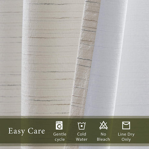 Hyde Lane Linen Textured Window Curtains for Living Room Rustic Farmhouse Style Bedroom Drapes | Grasscloth Look with Room Darkening & Grommets Decor - Off/White 40x63 Inches, 2 Panels