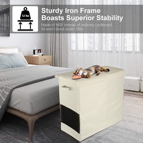 HOUSE AGAIN Double Laundry Hamper with Lid and Removable Laundry Bags, 160L, 2 Section Clothes Hamper with Handles for Bedroom, Bathroom, Laundry Sorting, Large Seperated Clothes Basket (Beige)