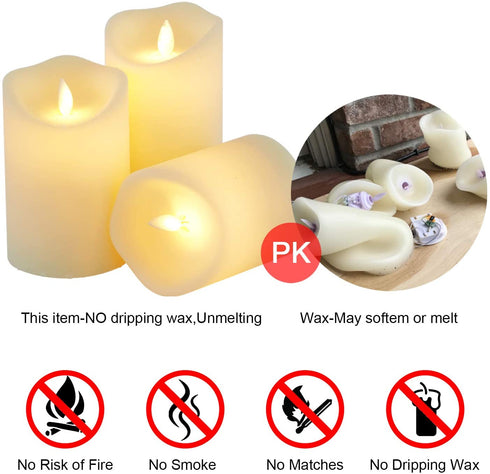 Flickering Flameless Candles Waterproof Outdoor Candles Battery Operated Candles with Remote Cycling 24 Hours Timer?D: 3.25"x H: 4"5"6"?LED Candles Plastic Pack of 3 Large Pillar Candles