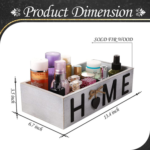 Bathroom Decor Box Toilet Paper Storage Box Bathroom Wood Tank with Home Sign Rustic Paper Holder Box Decor for Farmhouse Home Kitchen Bathroom Countertop Decor (White)