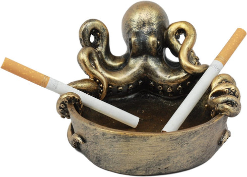 Ebros Marine Sea Monster Kraken Giant Octopus Grasping Basin Ashtray Figurine 5.5" Wide Nautical Ocean Terror Myth Decorative Statue for Cigarettes Coins Knick Knacks Squids Cephalopod Sculpture