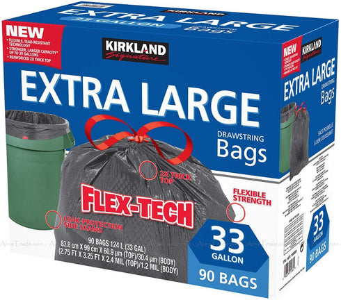 Kirkland Signature Flex-Tech 33-Gallon Trash Bag, 90-count