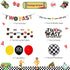 PRATYUS Race Car Two Fast Birthday Decorations for Kids Boys Racing Theme 2nd Party Supplies With Banner, Cake Toppers and Checkered Balloons for Let's go Racing Theme Party