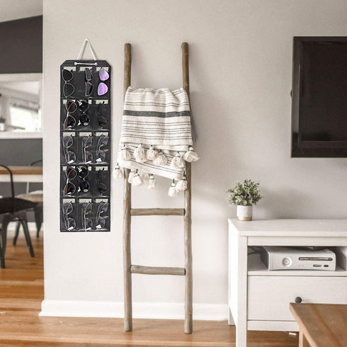 ESINGMILL Eyeglass Sunglasses Organizer Hanging Wall - Glasses Holder Storage Display Pocket Mount Hanger on Wall or Door, 9/15/25 Slots