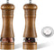 2-Piece Salt and Pepper Grinder Set, 6.5 Inch Wooden Salt and Pepper Mills with Adjustable Coarseness, Refillable Manual Pepper Mill Grinder for Home Cooks (Brown)
