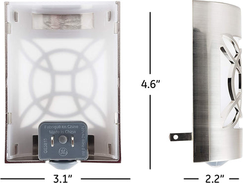 GE CoverLite LED Night Light, Decorative, Plug-in, Smart Dusk-to-Dawn Sensor, Home Décor, Ideal for Bedroom, Bathroom, Kitchen, Hallway, UL-Certified, 46459, Brushed Nickel | Geometric