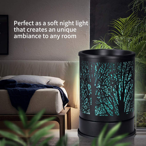 Enaroma Fragrance Wax Melts Warmer with 7 Colors LED Changing Light Classic Black Forest Design Scent Oil Candle Warmer