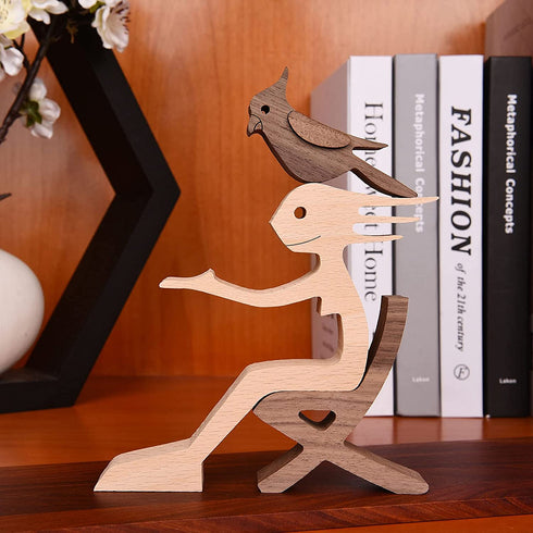 Parrot Decor Woman and Parrot Statue Bird Figurines Home Decor