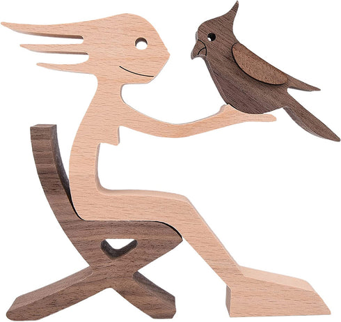 Parrot Decor Woman and Parrot Statue Bird Figurines Home Decor