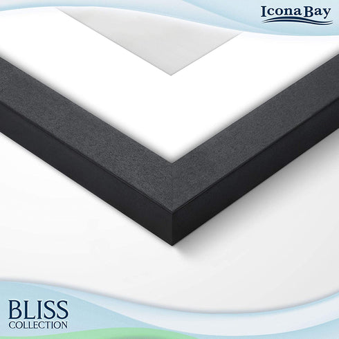 Icona Bay 8x10 Black Picture Frame with Removable Mat for 5x7 Photo, Modern Style Wood Composite Frame, Table Top or Wall Mount, Bliss Collection