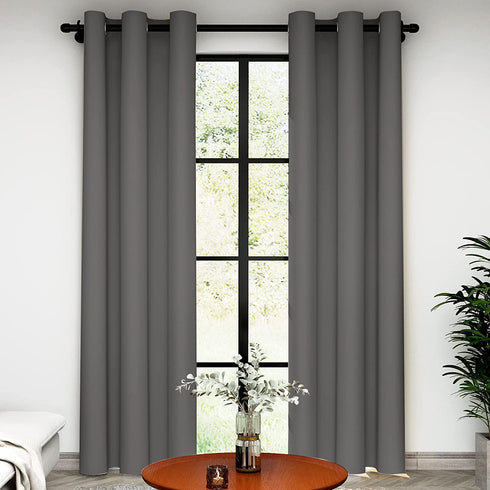 Deconovo Thermal Insulted Grey Blackout Curtains & Drapes, Noise Reduction Grommet Window Treatment Panels for Bedroom (42x63 in, 2 Panels)