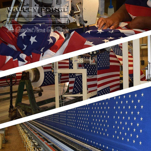 Valley Forge American Fan Flag 3' x 6' Polycotton Sentinel 100% Made In U.S.A. Stars and Stripes Bunting Canvas Header Brass Grommets Model 36636010-5-S,Multi color