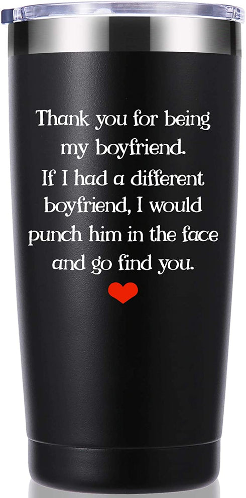 Thank You For Being My Boyfriend 20 OZ Tumbler.Valentines Day Gifts.Dating,Anniversary,Birthday,Christmas Gifts for Boyfriend,Husband,Fiance,Men,Naughty Sexy Beast Travel Mug(Black)