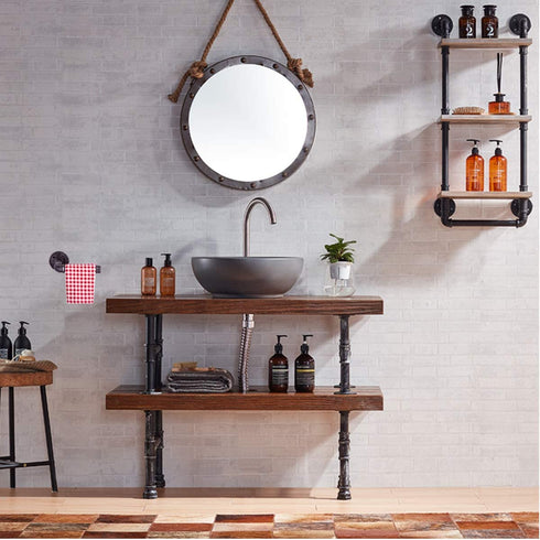 Sansnow Rustic Industrial Pipe Toilet Paper Holder, Heavy Duty DIY Style, Wall Mounted Kit, Modern Chic Electroplated Black Iron Finish, Iron