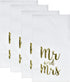 100 Mr and Mrs Guest Napkins Disposable Paper Pack 3 Ply Elegant Dinner Hand Napkin with Metallic Gold Foil For Bathroom Bedroom Wedding Reception Anniversary Birthday Baby Shower Decorative Towels