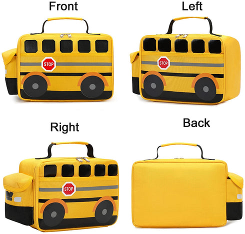 BLUBOON Insulated Lunch Box for Kids Boys Girls School Lunch Bags Reusable Cooler Thermal Meal Tote for Picnic (Yellow School bus)