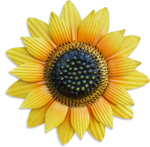 GIFTME 5 Metal Sunflower Decor,Flower Wall Decor for Bathroom,Kitchen,Sunroom,Garden,Patio Decor(12 Inch Yellow)