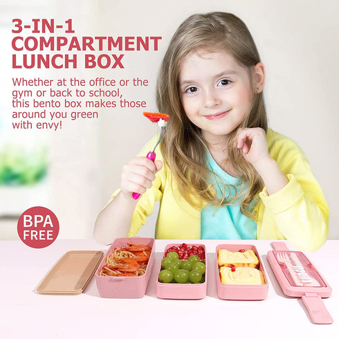 Bento Box Japanese Lunch Box Set (29 PCS) for Kids & Adults, 3 Layer Stackable Leakproof BPA Free Bento Boxes Kit with Snack Bag, Lunch Bag, Cake Cups, Fruit Forks, Utensils, Meal Prep Containers