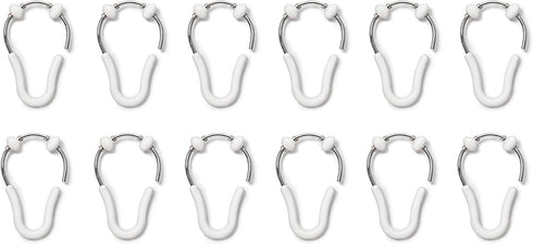 Umbra Flex Single Shower Rings, Set of 12, White/Chrome