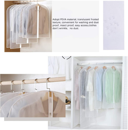 STONCEL Garment Bags for Hanging Clothes 12Pcs Lightweight Clear Full Zipper Suit Bags Breathable Dust Cover for Closet Suits,Dresses,Shirts, Clothes Storage, 31x23Inches