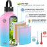 64 OZ Insulated Water Bottle with Straw & 3 Lids, Yoehka Vacuum Stainless Steel Thermos Mug, Double Wall Sweat-proof Sports Water Bottle to Keep Water Hot/Cold, with Cleaning Brush (Fantasy)