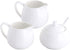 12 OZ Porcelain Sugar and Creamer Set Serving for Coffee Tea, 2 Pack Cream Pitcher with 1 Pack Sugar Bowl with Lid Spoon, White
