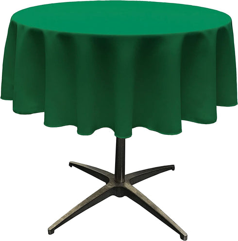 LA Linen Polyester Poplin Washable Round Tablecloth, Stain and Wrinkle Resistant Table Cover 51", Fabric Table Cloth for Dinning, Kitchen, Party, Holiday 51-Inch, Emerald Green, (TCpop51R_GreenEmP32)