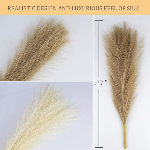 NA Faux Pampas Grass, 17.7inches Beige & Brown Artificial Grass,Fake Grass for Vase Filler (Brown & Beige),1.97*1.97*17.33