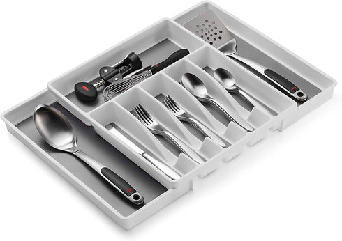 Expandable Cutlery Drawer Organizer, Flatware Drawer Tray for Silverware, Serving Utensils, Multi-Purpose Storage for Kitchen, Office, Bathroom Supplies