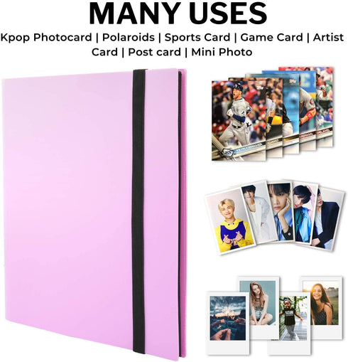 Sentinol Photocard Holder Book Album - Hold 360 Cards Bounded Thick Sleeves, Photocard Holder Kpop 9 Pocket Photo Album for Polaroid Pictures, Trading Cards, Instant Camera Picture (Pink, 1 Pack)