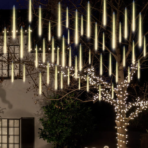 Joiedomi 3 Pack 288 LED Meteor Shower Rain Lights 8 Tubes 30cm for Halloween, Christmas, New Year, Wedding, Party, Holiday, Valentine's Day, Thanksgiving Day, Outdoor Decoration (White)