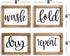 Mokof Laundry Room Decor Wash Fold Dry Repeat Mini Signs Set of 4, Farmhouse Laundry Room Decorative Sign Framed wood Wall Art, Laundry Shelf Decor, 6'' x 8'' (Brown Frame)