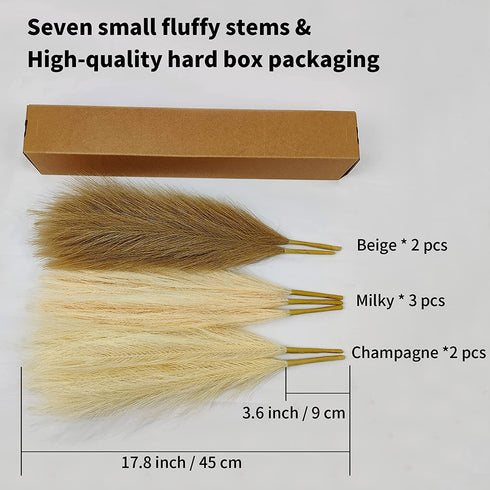 Faux Pampas Grass - Pampas Grass Decor - 17 Inch Dried Pampas Grass Small - Artificial Pompous Grass Branches Decor (7)