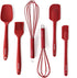 Rorence Silicone Utensil Set: Kitchen Utensil Set Baking Tools Set Includes Whisk Spatula Spoonula & Brush Set of 6 - Wine Red