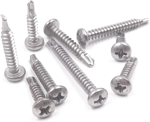 Comdox 410 Stainless Steel Self Drilling Screws Kit Set, Pan Head Phillips Sheet Metal Tek Screws Assortment Kit, Modified Truss Head, 8-18 Thread Size, 5/8" to 1-1/2" Length (Pack of 200)