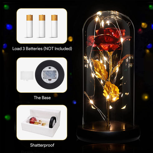 Roses Gift for Her, Birthday Gifts for Women Mom,, Rainbow Rose in Glass Dome with LED Light, Unique Love Gifts for Mom,Wife, Gift for Mothers Day,Valentines Gifts for Girlfriend