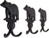 Rustic Black Bear Cast Iron Double Wall Hooks, Set of 3, 5.25 Inches