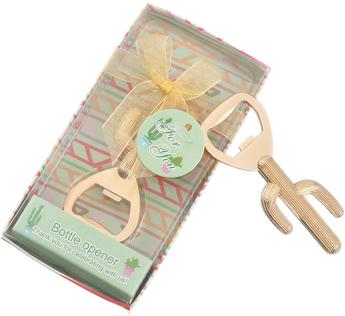 12-Pack Mexican Theme Baby Shower Bottle Opener Favor for Guests?Cactus Bottle Openers for Wedding,Baby Shower,Bridal Shower or Mexican Party/Decorations/Gifts/Favors/Souvenirs (12, Gold Cactus)