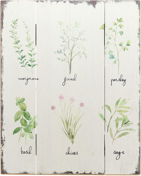 Barnyard Designs Kitchen Herbs and Spices Wooden Plaque Botanical Print Sign Rustic Country Farmhouse Wall Art Decor 15.75 x 11.75