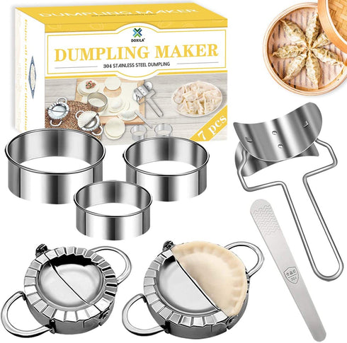 Dumpling Maker,Dumpling Mold Set and Cutter,Dumpling Press molds Dumpling Skin Maker Stuffing Spoon Flour Ring Cutter,Chinese Dumpling Pie Ravioli Empanadas Press Mold Kitchen Accessories