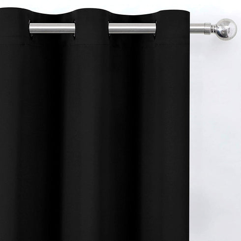 LEMOMO Black Blackout Curtains/38 x 54 Inch/Set of Two Panels Grommet Living Room Curtains