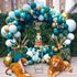 Jungle Safari Themed Balloon Garland Kit Green Aqua Blue Metal Gold Confetti balloons and Palm,Lvy Turtle Leaves for Baby Shower Decorations Boy or Girl Birthday Wild One