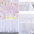 White Table Skirt Baby Shower 6ft Tulle Table Skirting with Gold Brim Round and Rectangle Tutu Table Decoration Table Cloth for Birthday Party,Gender Reveal Wedding(L6(ft), H30in)