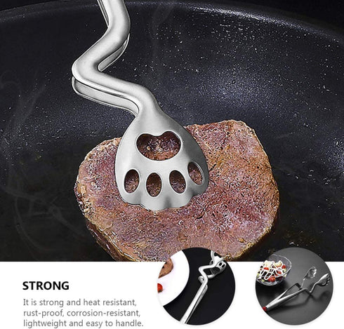 DOITOOL Stainless Steel Kitchen Tongs Cat Paw Tongs Food Serving Tongs Barbecue Cooking Grilling Non Slip Tong Kitchen Utensil Gadgets
