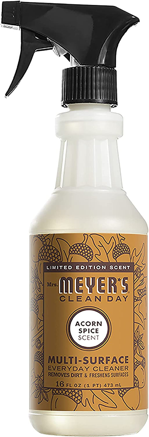 Mrs. Meyers Clean Day Multi Surface Everyday Cleaner, Acorn Spice Scent, Limited Edition Scent, Removes Dirt & Freshens Surfaces, 16 FL OZ Spray (Pack of 2)