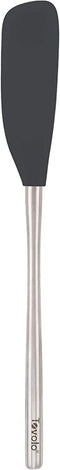 Tovolo Flex-Core Stainless Steel Narrow Handled Jar Scraper Spatula, Removable Head, Dishwasher Safe, Charcoal