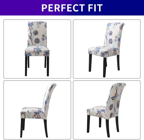 Howhic Chair Covers for Dining Room with Printed Patterns, Easy Slip-on Stretchy Dining Room Chair Covers Set of 4, Washable Dining Chair Covers, Great Decor for Home Party Banquet (4pcs)